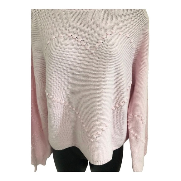 Jessica Simpson baby pink heart shaped dot embroidered sweater size medium new - Picture 9 of 13